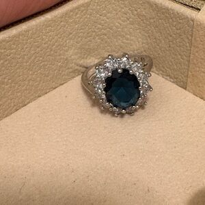 Elegant Silver and Blue Gemstone Ring